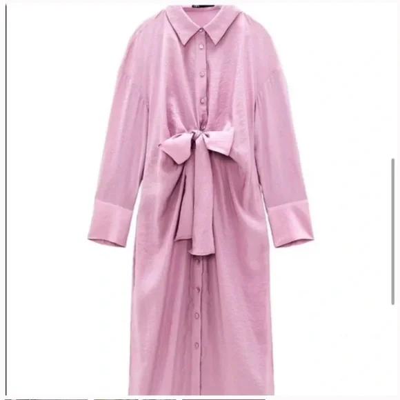 purple shirt dress zara ZARA Satin Shirt Dress Size S Purple BNWT